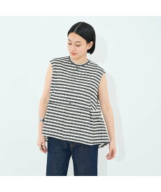 【SALE／10%OFF】collex ボーダーノースリーブブラウス コレックス トップス シャツ・ブラウス ブラック ネイビー【送料無料】