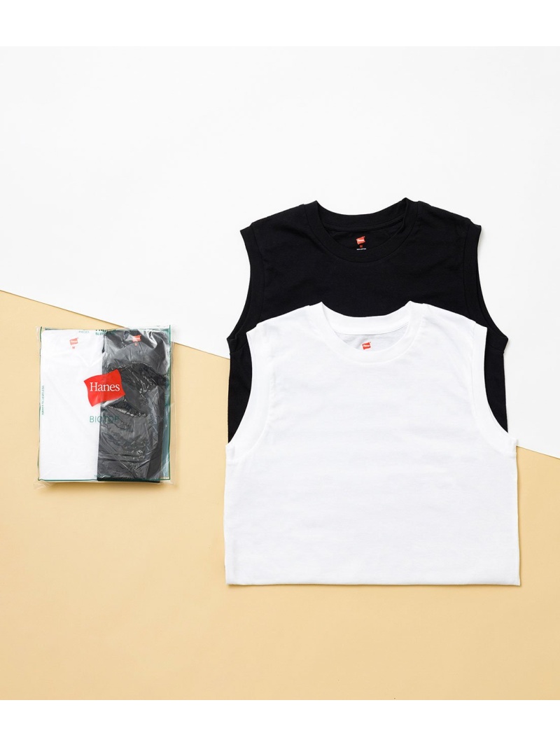 ADAM ET ROPE'｜【Hanes for BIOTOP】Sleeveless T-Shirts/white*black 