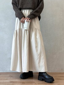 【SALE／60%OFF】CPCM ギャザーティアードピーチスカート シーピーシーエム スカート ロング・マキシスカート ホワイト カーキ グレー ブラック
