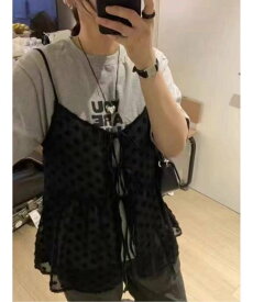 Chiina Chiina/(W)【Chiina】レースリボン レイヤードキャミソール ビスチェ チェルカ トップス キャミソール ホワイト ブラック