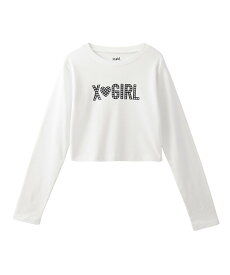 【SALE／30%OFF】X-girl RHINE STUD LOGO L/S BABY TEE エックスガール トップス カットソー・Tシャツ ホワイト ブラック パープル【送料無料】