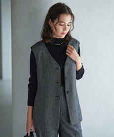 【SALE／30%OFF】UNITED ARROWS green label relaxing メランジツイル ジレ -ウォッシャブル- ユナイテッドアローズ グリーンレーベルリラクシング トップス ベスト・ジレ ブラック ベージュ【送料無料】