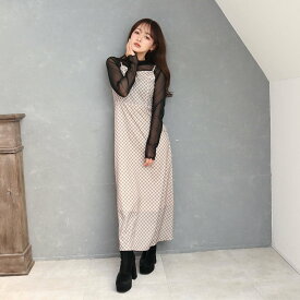 CECIL McBEE バイアスチェック バックリボンキャミジャンスカ セシルマクビー ワンピース・ドレス ワンピース ブラウン ベージュ グリーン【送料無料】
