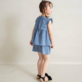 branshes 【WEB限定/DRC】袖フリルアソートセットアップ ブランシェス トップス ノースリーブ・タンクトップ ブルー ピンク