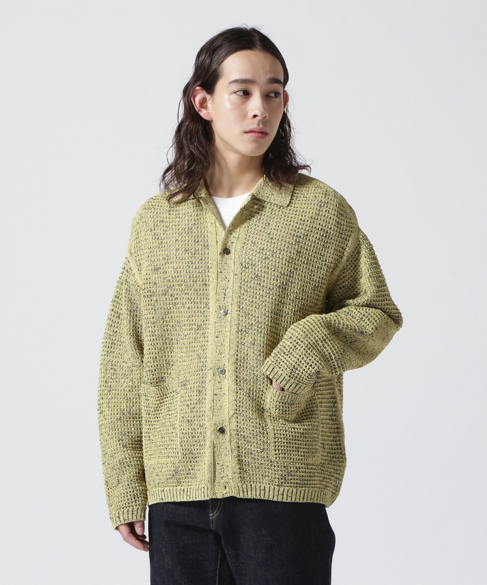 YOKE/ヨーク/MESH KNITTED BUTTONED CARDIGAN