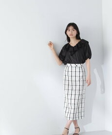 【SALE／50%OFF】NATURAL BEAUTY BASIC スラブチェックタイトスカート ナチュラルビューティベーシック スカート その他のスカート オレンジ【送料無料】