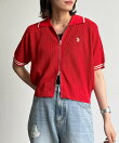 【U.S. POLO ASSN.】襟付きジップ半袖カーディガン