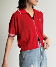 【U.S. POLO ASSN.】襟付きジップ半袖カーディガン