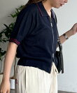 【U.S. POLO ASSN.】襟付きジップ半袖カーディガン