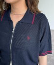 【U.S. POLO ASSN.】襟付きジップ半袖カーディガン