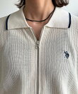 【U.S. POLO ASSN.】襟付きジップ半袖カーディガン