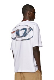 【SALE／40%OFF】DIESEL メンズ Tシャツ ロゴ オーバルD ディーゼル トップス カットソー・Tシャツ ホワイト ブラック【送料無料】