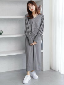 【SALE／50%OFF】LADYMADE フロントシャーリングワンピース レディメイド ワンピース・ドレス ワンピース ブラック グレー【送料無料】