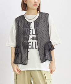 【SALE／50%OFF】SHIPS WOMEN ＜手洗い可能＞シアー ドット 前後 2WAY ジレ ブラウス シップス トップス シャツ・ブラウス ブラック【送料無料】