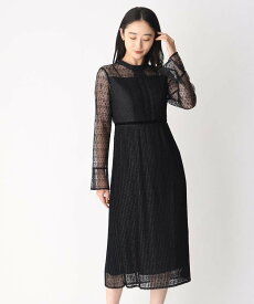 【SALE／50%OFF】OPAQUE.CLIP ≪結婚式/オケージョン対応≫ 総レースプリーツワンピース【洗濯機洗い可】 オペークドットクリップ ワンピース・ドレス その他のワンピース・ドレス ブラック カーキ【送料無料】