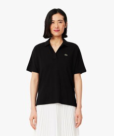 【SALE／30%OFF】LACOSTE サイドスリット スキッパーネック ドレープポロシャツ ラコステ トップス ポロシャツ ネイビー ホワイト ブラック【送料無料】