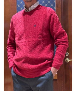 �ySALE�^20%OFF�zBROOKS BROTHERS �����Y�E�[�� GF���S �P�[�u�� �N���[�l�b�N�Z�[�^�[ �u���b�N�X �u���U�[�Y �g�b�v�X �j�b�g �O���[ �x�[�W�� ���b�h �C�G���[ �u���[�y���������z
