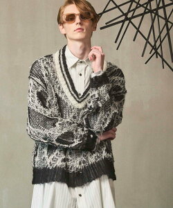 MAISON SPECIAL Mohair Sheer V-Neck Knit Pullover ���]���X�y�V���� �g�b�v�X �j�b�g �u���b�N ���b�h�y���������z