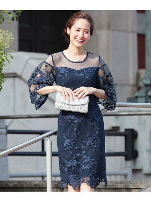Primazel シースルー花柄レース七分袖タイトパーティードレス フォーマル 結婚式 二次会 Rakuten Fashion 楽天ファッション 旧楽天ブランドアベニュー Be3092