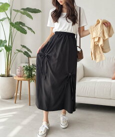 【SALE／58%OFF】Dewlily 【Dewlily】リボン付きロングスカート アミュレット スカート ロング・マキシスカート グレー ホワイト ブラック