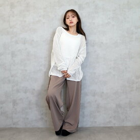 CECIL McBEE カットツイルサイドフリルワイドパンツ セシルマクビー パンツ その他のパンツ ブラウン ブラック