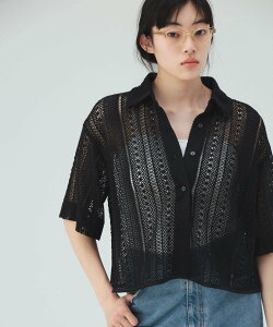 BEAMS HEART WOMEN ���[�X �N���b�v�h �V���c �r�[���X �n�[�g �g�b�v�X ���̑��̃g�b�v�X �u���E�� �z���C�g �u���b�N�y���������z