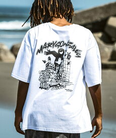 【SALE／33%OFF】Mark Gonzales MARK GONZALES バックプリント半袖Tシャツ シフォン トップス カットソー・Tシャツ ホワイト グリーン ブルー ブラック