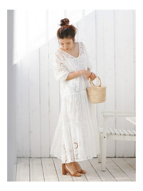 Ungrid コットンレースフレアワンピース Rakuten Fashion 楽天