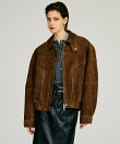 タックポケットハイネックスエードブルゾン / Tuck Pocket High-Neck Suede Blouson