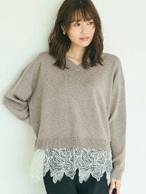 coca レースドッキングニットトップス コカ トップス ニット グレー