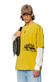 【SALE／40%OFF】DIESEL メンズ Tシャツ ロゴ ルーズフィット ディーゼル トップス カットソー・Tシャツ ホワイト ブルー イエロー【送料無料】