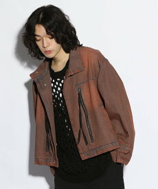 【SALE／14%OFF】HARE スタンドZIPデニムジャケット ハレ ジャケット・アウター デニムジャケット ブラック レッド【送料無料】