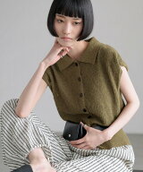 LOWRYS FARM メランンジポロフレンチスリーブ ローリーズファーム トップス ニット グレー ブラック ホワ…