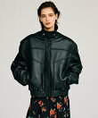 タックポケットハイネックレザーブルゾン / Tuck Pocket High-Neck Leather Blouson