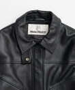 タックポケットハイネックレザーブルゾン / Tuck Pocket High-Neck Leather Blouson