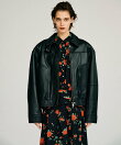 タックポケットハイネックレザーブルゾン / Tuck Pocket High-Neck Leather Blouson