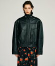 タックポケットハイネックレザーブルゾン / Tuck Pocket High-Neck Leather Blouson