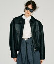 タックポケットハイネックレザーブルゾン / Tuck Pocket High-Neck Leather Blouson