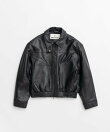 タックポケットハイネックレザーブルゾン / Tuck Pocket High-Neck Leather Blouson