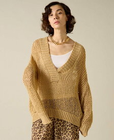 【SALE／50%OFF】Liesse 透かし編みニット リエス トップス ニット ブラウン ブラック【送料無料】