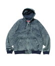 【BEN DAVIS(ベンデイビス)】BLEACHED TWILL ZIP HOODIE /パーカー ジップパーカー ダブルジップ 短丈 刺繍