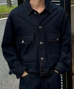 Chikashitsu + �yChikashitsu +�z2 pocket rigid denim jacket / �`�J�v�� �f�j���W���P�b�g �l�o�[�}�C���h�U�G�b�N�X���[�^�`�J�V�c�v���X �W���P�b�g�E�A�E�^�[ �f�j���W���P�b�g �u���[ �u���b�N�y����