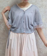 axes femme バイカラーラメニットカーデ アクシーズファム トップス カーディガン グレー ピンク ホワイ…