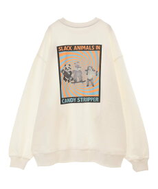 【SALE／50%OFF】Candy Stripper SLACK ANIMALS SWEAT ONE-PIECE キャンディストリッパー トップス スウェット・トレーナー ホワイト ブラック オレンジ ブルー【送料無料】