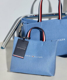 TOMMY HILFIGER (W)TOMMY HILFIGER(トミーヒルフィガーミディアムデニムショッパートートバッグ トミーヒルフィガー バッグ トートバッグ ブルー【送料無料】