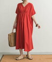 【SALE／40%OFF】URBAN RESEARCH DOORS リネンレーヨンVネック切替ギャザーワンピース アーバンリサーチドアーズ ワンピース・ドレス ワンピース グリーン レッド ブラック【送料無料】