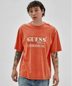GUESS (M)Grid Logo Washed Tee ゲス トップス カットソー・Tシャツ オレンジ ブラック ベージュ【送料無料】