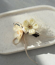 utatane 【髪飾り クリップ単品 つまみ細工 梅&リボン】ヘアアクセ ウタタネ 着物・浴衣・和装小物 和装小物 レッド ブルー ピンク ホワイト