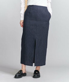 【SALE／80%OFF】BEAUTY&YOUTH UNITED ARROWS 麻コットンストライプ Iライン スカート/ネイビー ユナイテッドアローズ アウトレット スカート その他のスカート ネイビー
