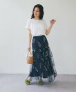 【今すぐお届け・他にはない豪華映え】スズラン刺繍チュールティアードスカート